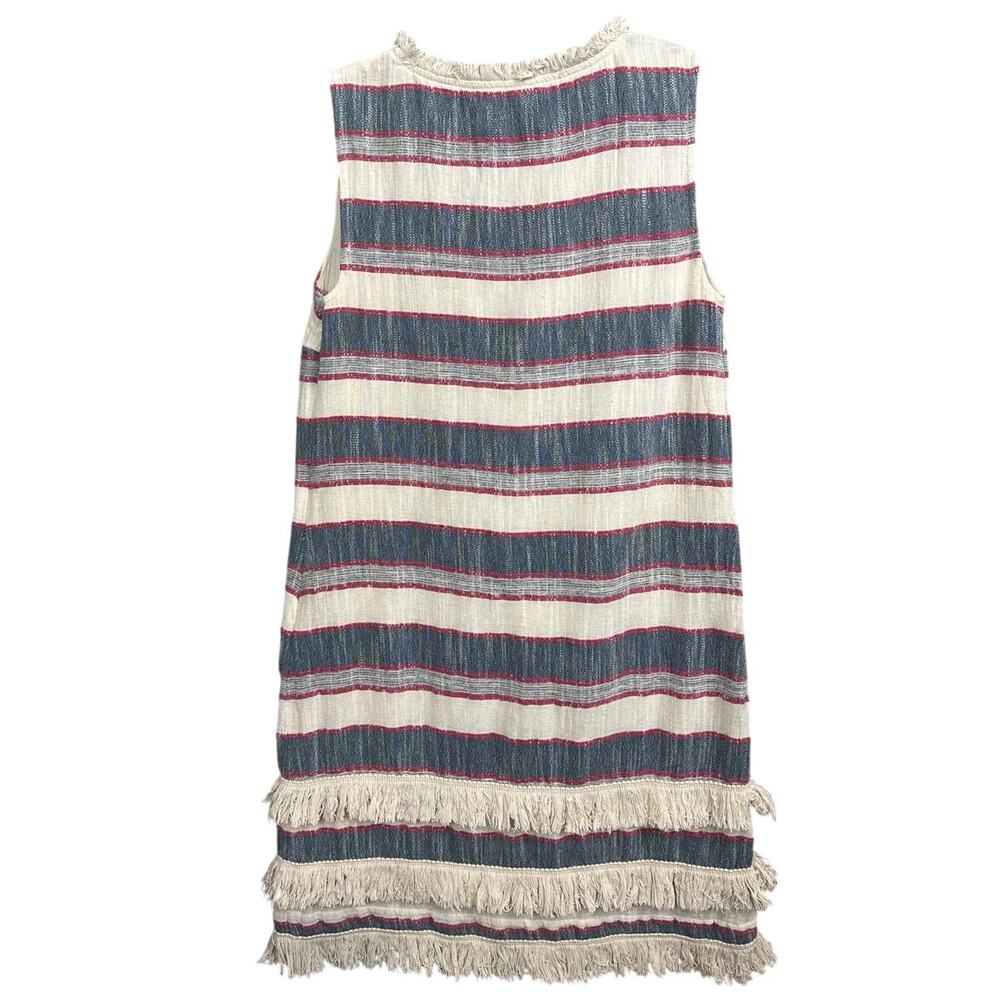 Holding Horses Mini Dress Western Fringe Neutral Stripe Size 0 Anthropologie - Picture 4 of 9